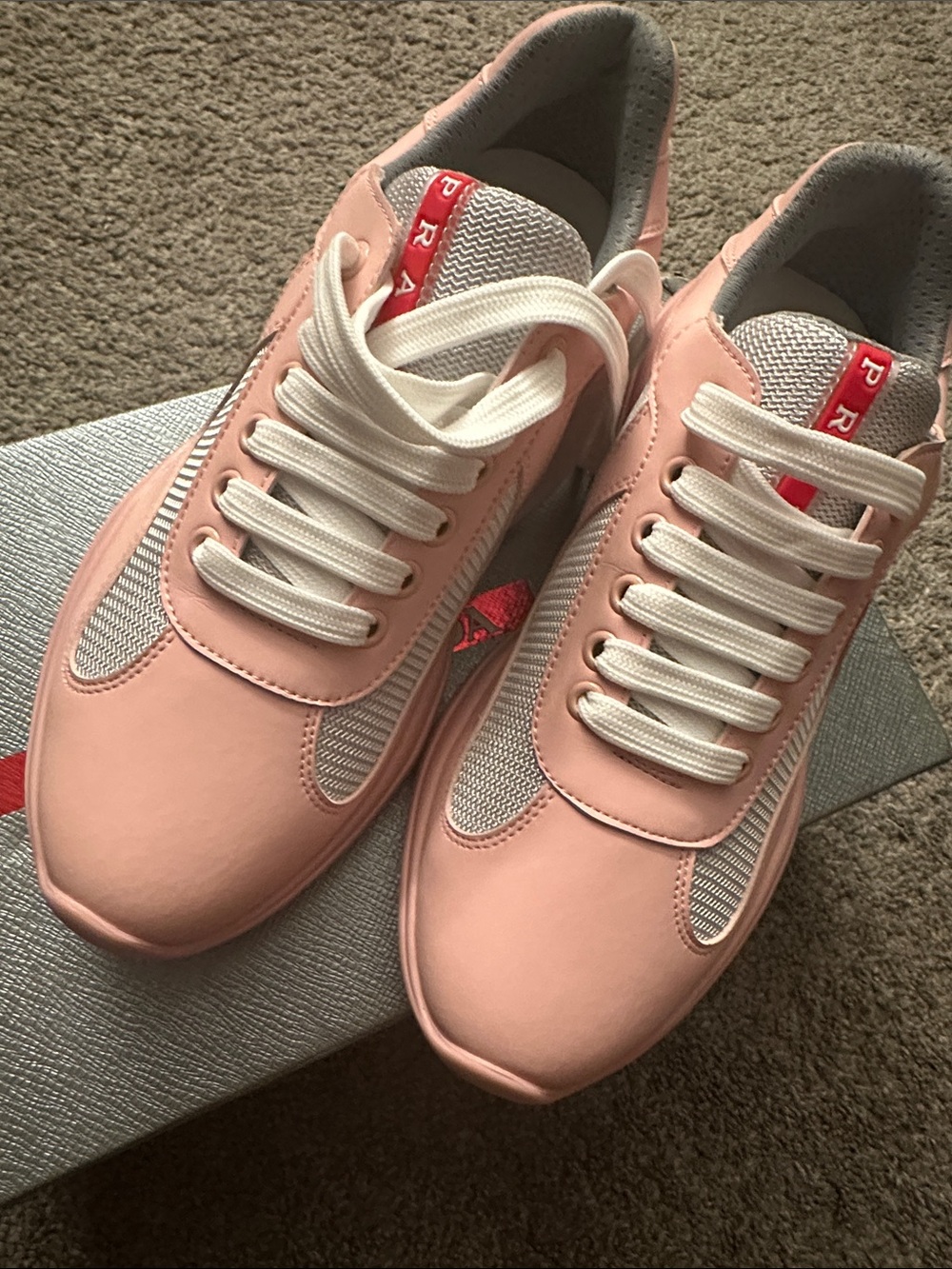 Prada Pink and Gray Women's Lace-Up Sneakers - Picture 6 of 7